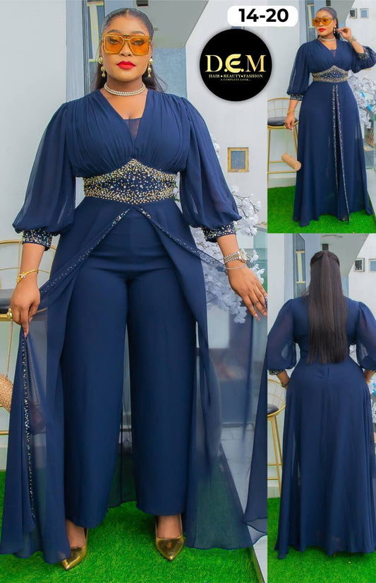 Navy Blue Flap Jumpsuit