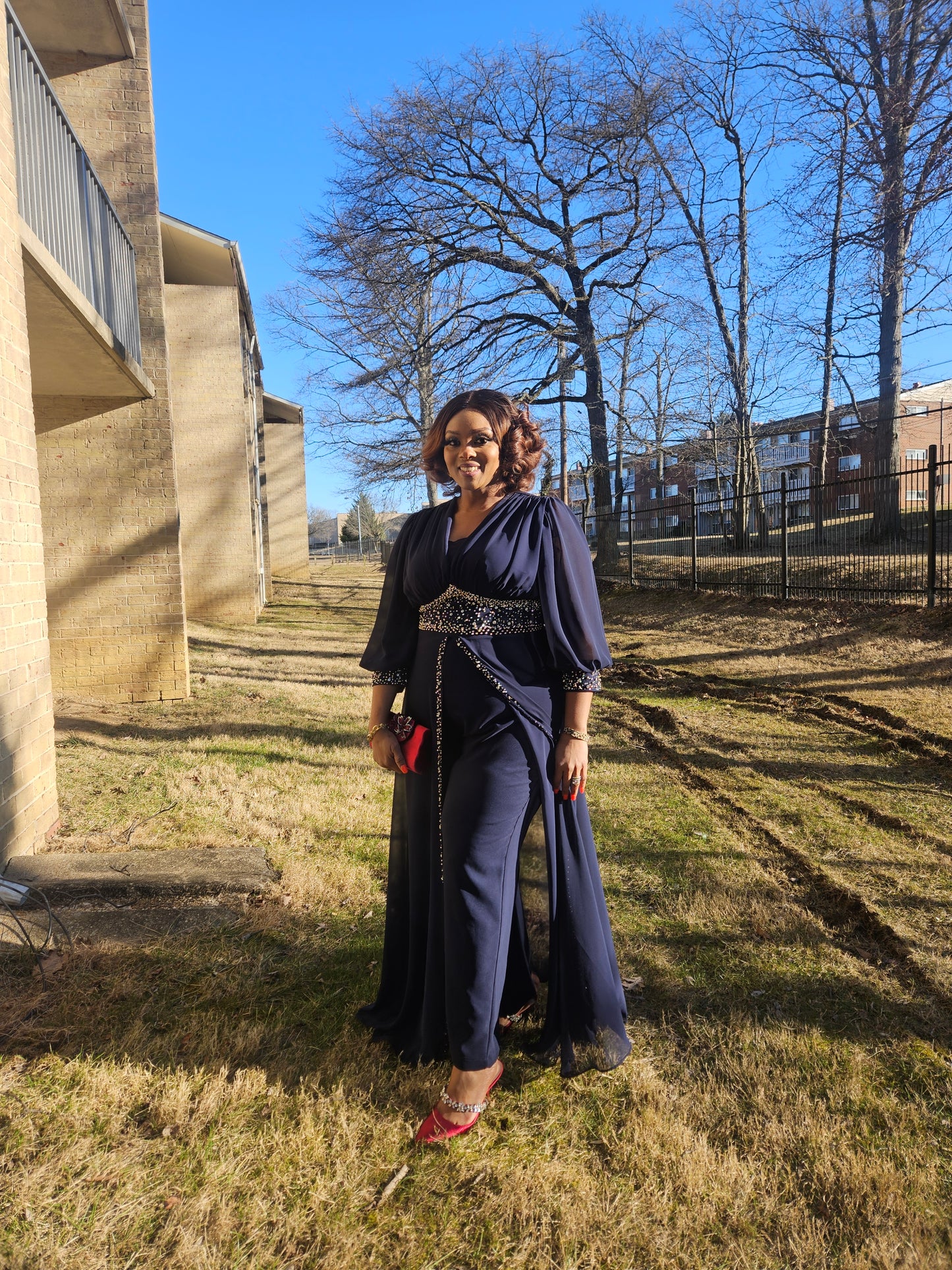 Navy Blue Flap Jumpsuit